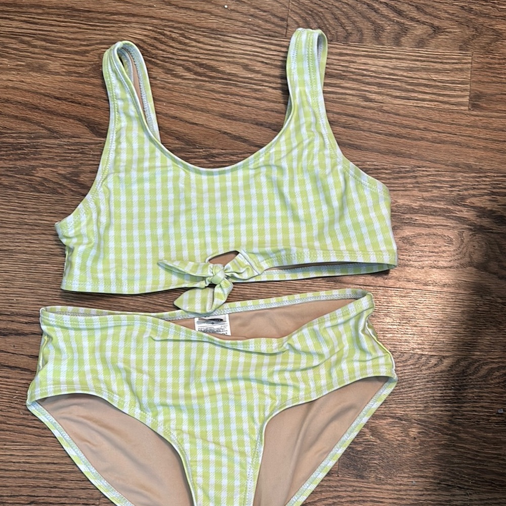 Kids Swimwear Set in Green Gingham